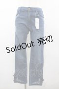 axes femme / ちょうちょ刺繍デニムパギンス L ウォッシュ I-26-03-02-091-AX-PA-SA-ZI