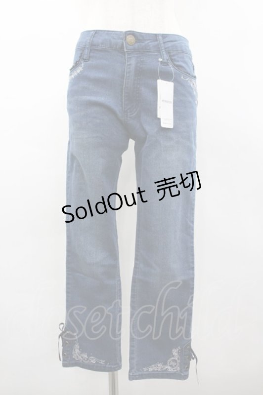 画像1: axes femme / ちょうちょ刺繍デニムパギンス L ウォッシュ I-26-03-02-091-AX-PA-SA-ZI (1)