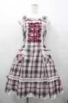 画像1: BABY,THE STARS SHINE BRIGHT / 裾スカラップタータンチェックジャンパースカート  ピンクＸチェック I-26-03-02-095-BA-OP-SA-ZI (1)