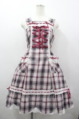 BABY,THE STARS SHINE BRIGHT / 裾スカラップタータンチェックジャンパースカート  ピンクＸチェック I-26-03-02-095-BA-OP-SA-ZI