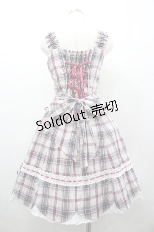画像2: BABY,THE STARS SHINE BRIGHT / 裾スカラップタータンチェックジャンパースカート  ピンクＸチェック I-26-03-02-095-BA-OP-SA-ZI (2)