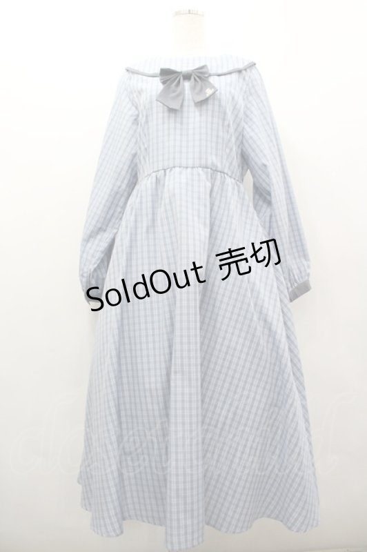 画像1: m petit by misako / リボンチェックワンピース LL 青チェック I-26-03-02-097-LO-OP-SA-ZI (1)
