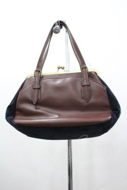 画像2: axes femme / レース切替スエードがま口バッグ  黒 I-26-03-02-101-AX-CO-SA-ZI