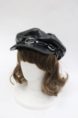 画像1: REFLEM / PUレザーハーネスリングキャスケット  黒 I-26-03-02-105-PU-AC-SA-ZI