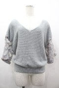 axes femme / 袖シースルー刺繍ニット M グレー I-26-03-02-011-AX-TO-TE-ZI