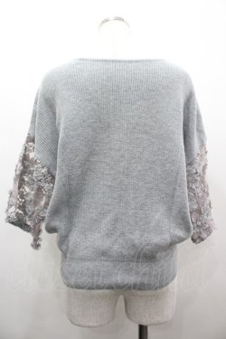 画像2: axes femme / 袖シースルー刺繍ニット M グレー I-26-03-02-011-AX-TO-TE-ZI
