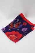 ANNA SUI / 薔薇&蝶スカーフ  パープル×レッド I-26-03-02-116-PU-ZA-SA-ZI