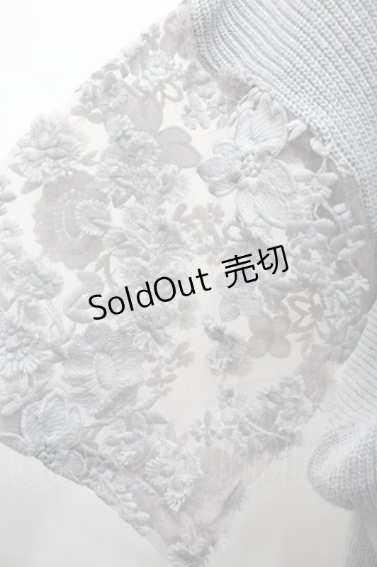 画像3: axes femme / 袖シースルー刺繍ニット M グレー I-26-03-02-011-AX-TO-TE-ZI (3)