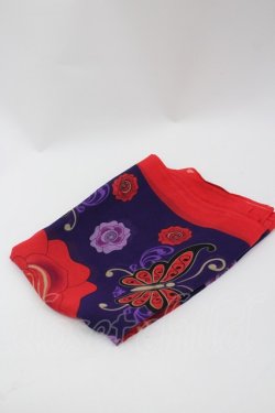 画像2: ANNA SUI / 薔薇&蝶スカーフ  パープル×レッド I-26-03-02-116-PU-ZA-SA-ZI