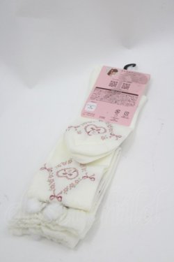 画像2: m petit by misako / AMOKクマポンポン　オーバーニーソックス  濃白 I-26-03-02-122-LO-ZA-TE-ZI