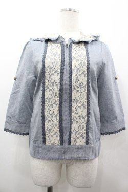 画像1: axes femme / フード付シャツブルゾン M ブルー I-26-03-02-020-AX-JA-SA-ZI