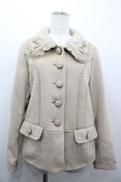 画像1: axes femme / デコ衿ショートコート L ベージュ I-26-03-02-024-AX-JA-SA-ZI