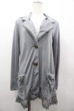 画像1: axes femme / リボンレースポケットカーディガン M グレー I-26-03-02-029-AX-TO-SA-ZI