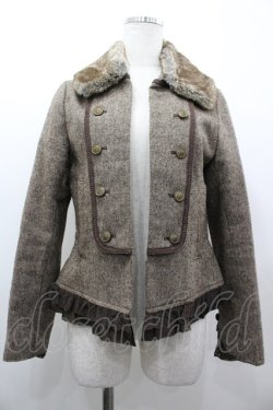 画像1: axes femme / ファー襟ジャケット M ブラウン I-26-03-02-032-AX-JA-SA-ZI