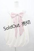 To Alice / パールリボンバルーンジャンパースカート  生成りＸピンク I-26-03-04-032-LO-OP-SA-ZI