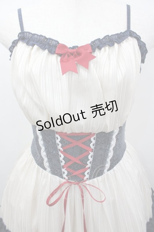 画像2: To Alice / コルセット切替ジャンパースカート  生成りＸ紺 I-26-03-04-033-LO-OP-SA-ZI (2)