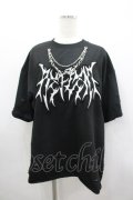 REFLEM / チェーン付き顔料加工Tシャツ  黒Ｘ白 I-26-03-04-005-PU-TO-SA-ZI