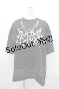 REFLEM / チェーン付き顔料加工Tシャツ  黒Ｘ白 I-26-03-04-005-PU-TO-SA-ZI