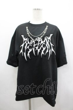 画像1: REFLEM / チェーン付き顔料加工Tシャツ  黒Ｘ白 I-26-03-04-005-PU-TO-SA-ZI