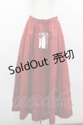 PINK HOUSE / サテンリボンいっぱいローンティアードミディスカート  赤 I-26-03-04-043-LO-SK-TE-ZI