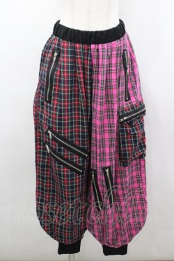 画像1: anko ROCK / 超パンクバルーンリブワイドパンツ-メガ-  黒×ピンク I-26-03-04-044-PU-PA-TE-ZI