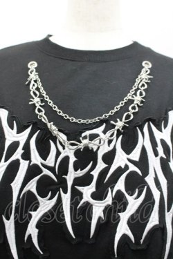 画像2: REFLEM / チェーン付き顔料加工Tシャツ  黒Ｘ白 I-26-03-04-005-PU-TO-SA-ZI