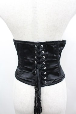 画像3: Dangerous nude / サテンコルセット M 黒 I-26-03-04-045-PU-BL-TE-ZI