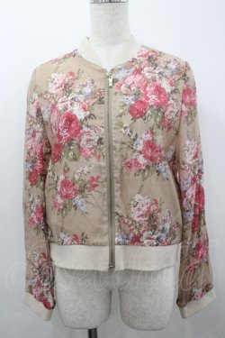 画像1: axes femme POETIQUE / 大花柄シャツブルゾン M ベージュ I-26-03-04-050-AX-TO-TE-ZI