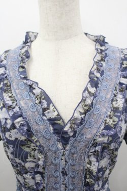 画像2: axes femme / ローズリーフ柄ティアードワンピース M ブルー I-26-03-04-052-AX-OP-TE-ZI