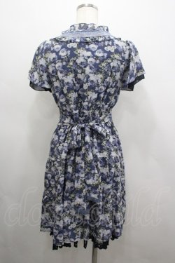 画像3: axes femme / ローズリーフ柄ティアードワンピース M ブルー I-26-03-04-052-AX-OP-TE-ZI