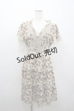 画像1: axes femme / ローズリーフ柄ティアードワンピース M ベージュ I-26-03-04-053-AX-OP-TE-ZI