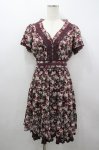 画像1: axes femme / ローズリーフ柄ティアードワンピース M ワイン I-26-03-04-054-AX-OP-TE-ZI (1)