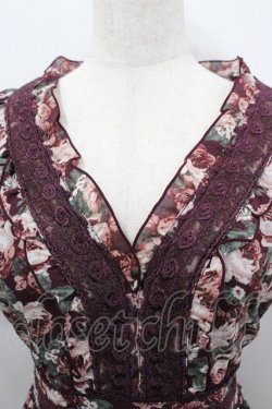 画像2: axes femme / ローズリーフ柄ティアードワンピース M ワイン I-26-03-04-054-AX-OP-TE-ZI