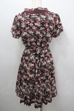 画像3: axes femme / ローズリーフ柄ティアードワンピース M ワイン I-26-03-04-054-AX-OP-TE-ZI