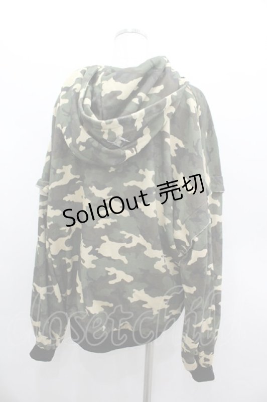 画像3: REFLEM / ファー付き総柄ジップパーカー  カーキ I-26-03-04-006-PU-TO-SA-ZI (3)