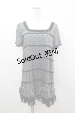 画像1: axes femme / フロッキードットカットチュニック M グレー I-26-03-04-060-AX-TO-TE-ZI