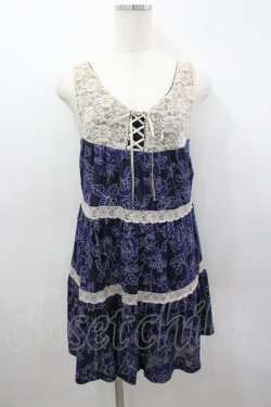 画像1: axes femme / /ローズ柄チュニック M パープル I-26-03-04-064-AX-TO-TE-ZI