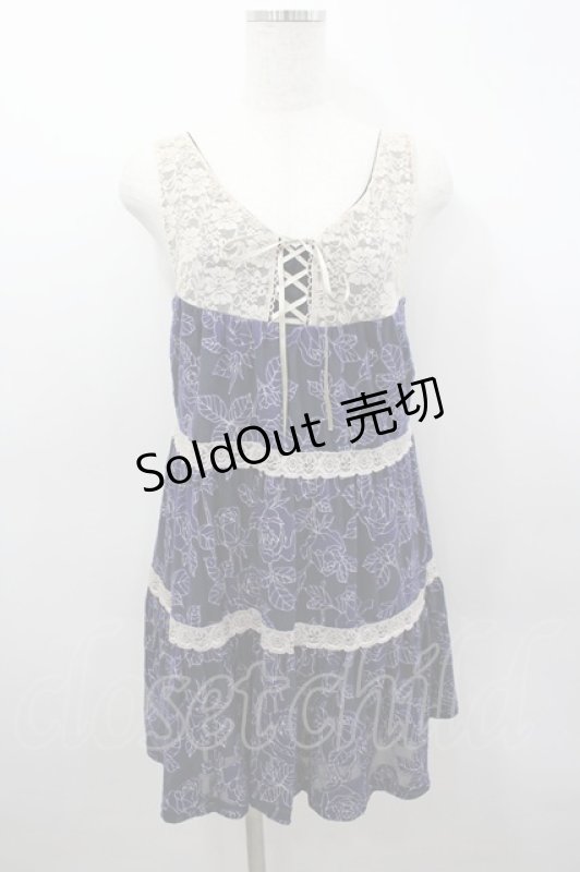 画像1: axes femme / /ローズ柄チュニック M パープル I-26-03-04-064-AX-TO-TE-ZI (1)