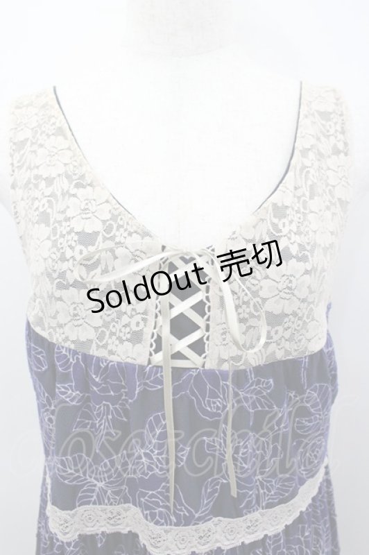 画像2: axes femme / /ローズ柄チュニック M パープル I-26-03-04-064-AX-TO-TE-ZI (2)