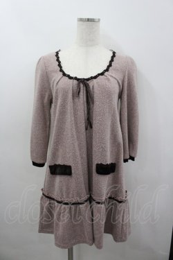 画像1: axes femme / フェイクポケットツイードチュニック M ピンク I-26-03-04-070-AX-TO-TE-ZI