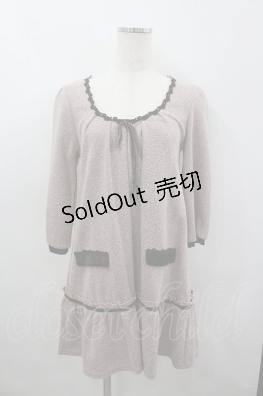 画像1: axes femme / フェイクポケットツイードチュニック M ピンク I-26-03-04-070-AX-TO-TE-ZI (1)