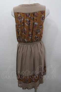 画像3: axes femme / 花柄ｘ無地ラインワンピース M ブラウン I-26-03-04-071-AX-TO-TE-ZI