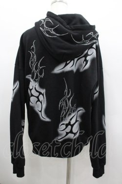 画像3: REFLEM / トライバルラインストーン長袖ジップアップパーカー  黒Ｘ白 I-26-03-04-007-PU-TO-SA-ZI