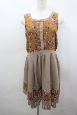 画像1: axes femme / 花柄ｘ無地ラインワンピース M ブラウン I-26-03-04-072-AX-TO-TE-ZI