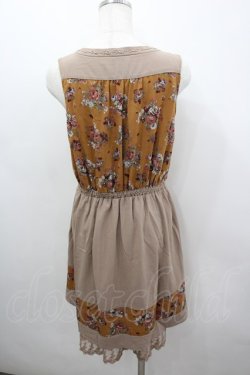 画像3: axes femme / 花柄ｘ無地ラインワンピース M ブラウン I-26-03-04-072-AX-TO-TE-ZI