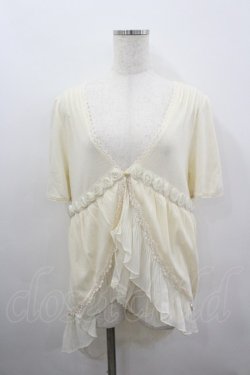 画像1: axes femme / フロントローズモチーフ裾プリーツシフォンロングカーディガン M キナリ I-26-03-04-073-AX-TO-TE-ZI