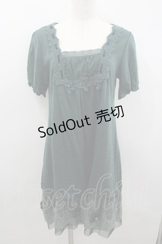 画像1: axes femme / 裾お花モチーフ付きワンピース M グリーン I-26-03-04-074-AX-TO-TE-ZI (1)