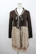 axes femme / 花柄切替ワンピース M ブラウン I-26-03-04-075-AX-BL-TE-ZI