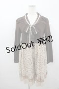 axes femme / 花柄切替ワンピース M ブラウン I-26-03-04-075-AX-BL-TE-ZI