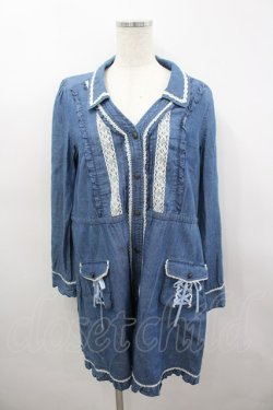 画像1: axes femme / ポケット付きデニムチュニック M ブルー I-26-03-04-076-AX-OP-TE-ZI